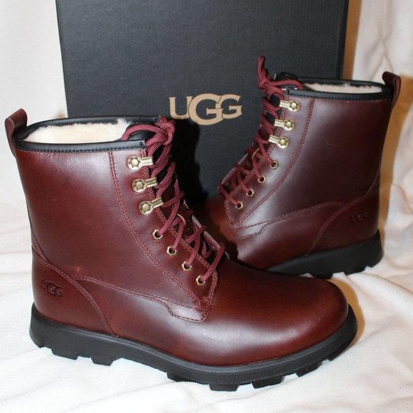 NIB UGG MEN'S WATERPROOF LEATHER SHEARLING‎ LINED ANKLE WORK WINTER BOOTS - Picture 5 of 10